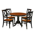 5 Piece Dining Set - Round Kitchen Table & 4 Chairs - Black Cherry Finish - 42 Inch Table