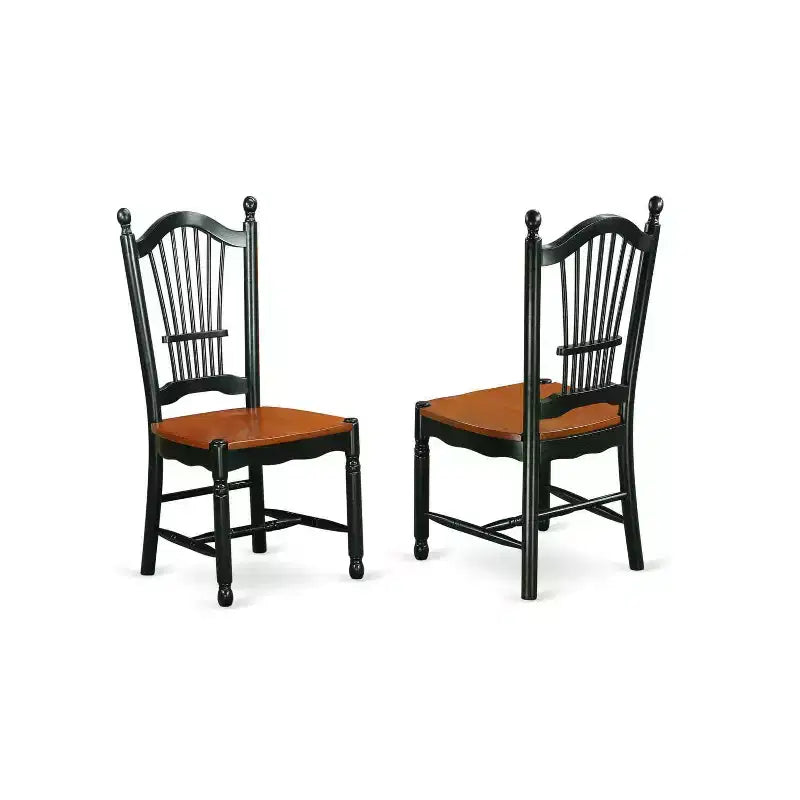 Set da pranzo 5 pezzi in legno massello con finitura nera e color ciliegio - 4 posti