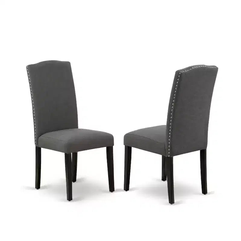 HomeStock Tavolo da pranzo rettangolare a 7 pezzi con piano in legno massiccio finitura nera e 6 sedie Parson