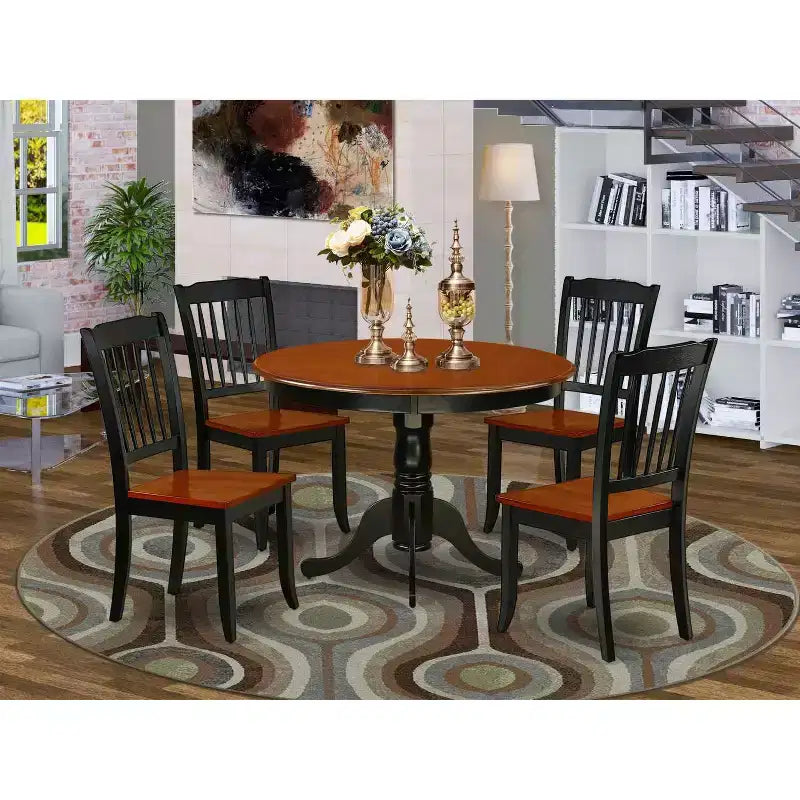 Set da pranzo Hollywood Regency - Tavolo rotondo 5 pezzi e 4 sedie - 106,68 cm - Elegante arredamento per sala da pranzo
