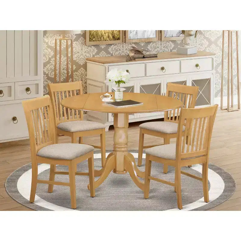 Set Tavolo da Cucina Piccolo con 4 Sedie - Tavolo da Pranzo con Ante a Ribalta da 42, Finitura Rovere