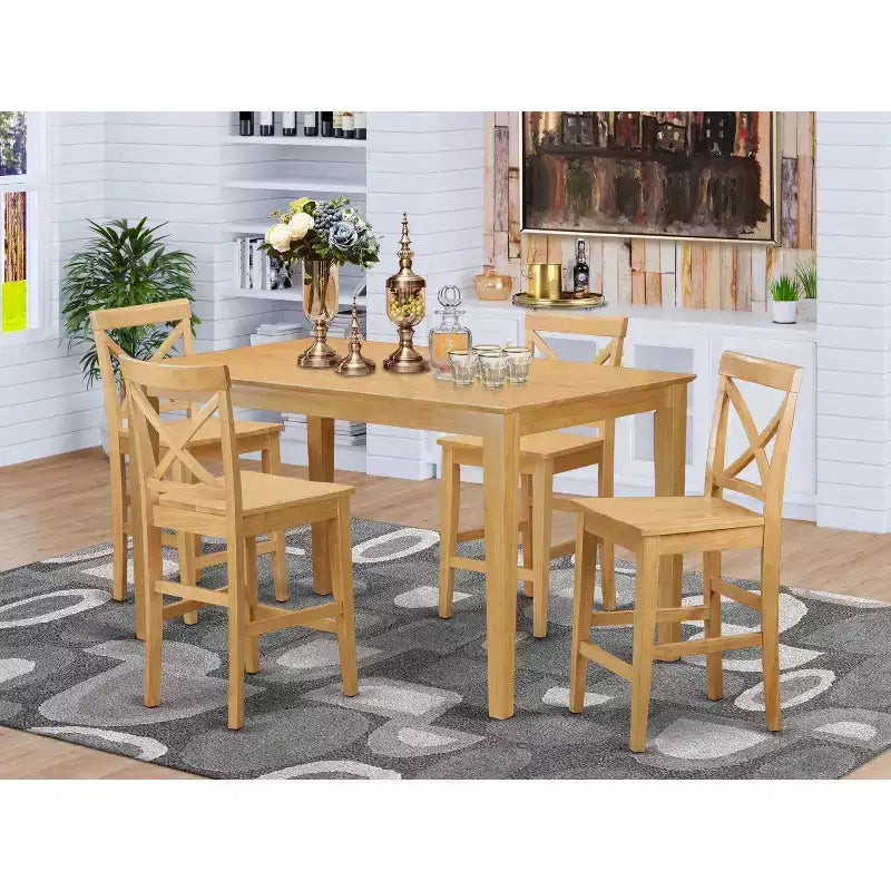 Set da pranzo ad altezza bancone - Tavolo da pub e sgabelli da bar con schienale - Set da cucina moderno
