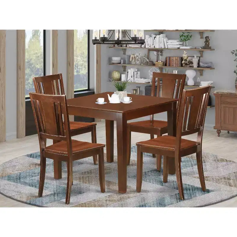 Set da pranzo retrò 5 pezzi - Tavolo e sedie in legno massiccio - Design floreale - Elegante set da pranzo per cucina