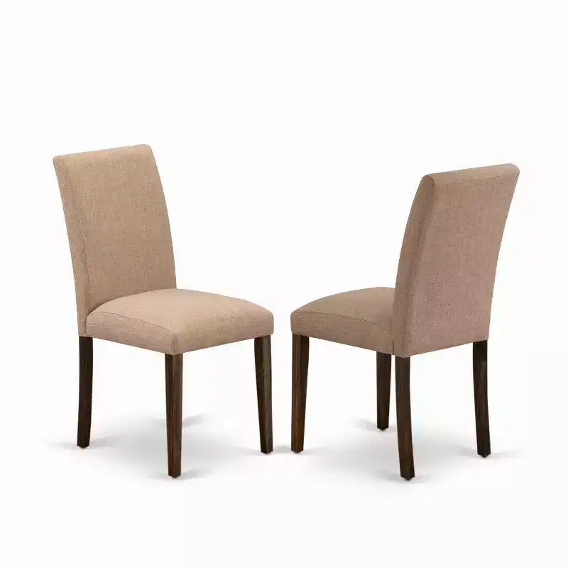 HomeStock Set da Pranzo 5 Pezzi, Rettangolare, in Legno Massello con Finitura Marrone Naturale, Top Tappezzato - Posti a Sedere per 4