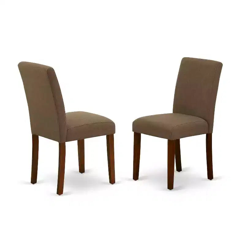 Set da pranzo rotondo 5 pz - Tavolo da 36" e 4 sedie - Tessuto in lino, gambe in mogano - Elegante arredamento per sala da pranzo