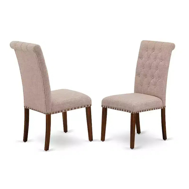 Set da tavolo da pranzo HomeStock a 3 pezzi con piano quadrato in legno massello con finitura mogano