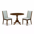 3-Piece Acacia Walnut Finish Solid Wood Top - Upholstered Dining Room Set - Seats 4