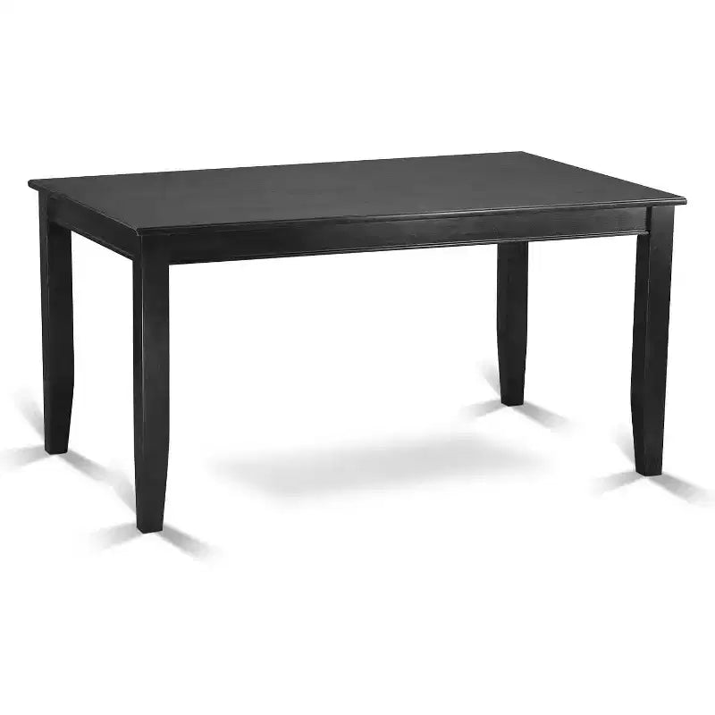 HomeStock Set da pranzo 7 pezzi, tavolo con piano in legno massello e 6 sedie Parson, finitura nera