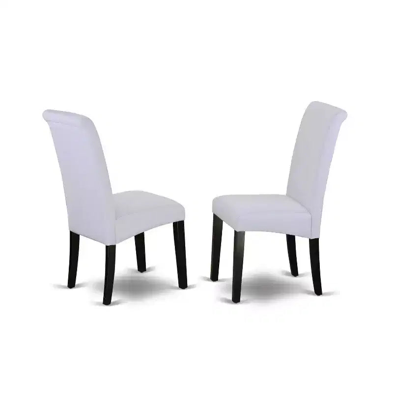 HomeStock Set da pranzo 7 pezzi, tavolo con piano in legno massello e 6 sedie Parson, finitura nera