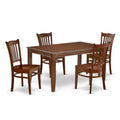 Modern Dining Set 5 Piece - Rectangle Table & 4 Chairs - Mahogany Finish - Art Nouveau Design