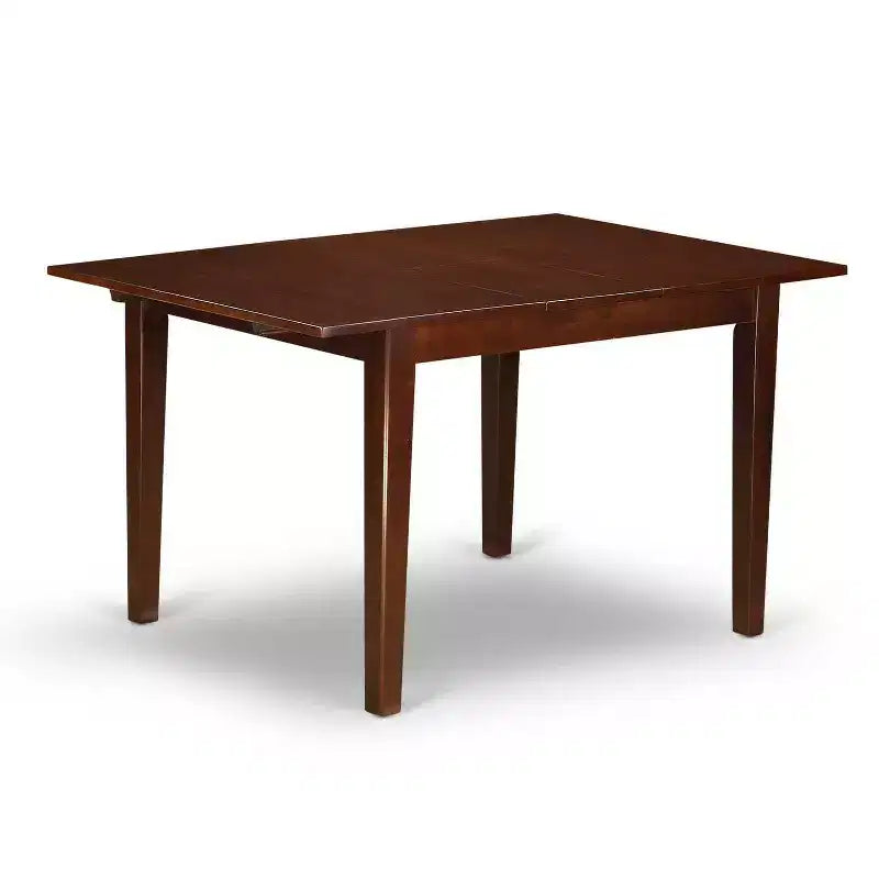 HomeStock Set da Pranzo Rettangolare da 5 Pezzi in Legno Massello con Finitura Mogano e Allunga, per 4 Persone
