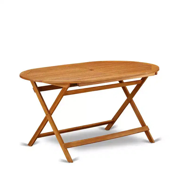 HomeStock Set sala da pranzo da 5 pezzi in legno massello con finitura marrone naturale - Posti a sedere per 4 persone