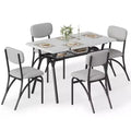 5-Piece Dining Table Set for 4, Modern Kitchen Table with 4 Boucle Chairs, Rectangular Dining Table with Storage Shelf for Breakfast Nook, Apartment