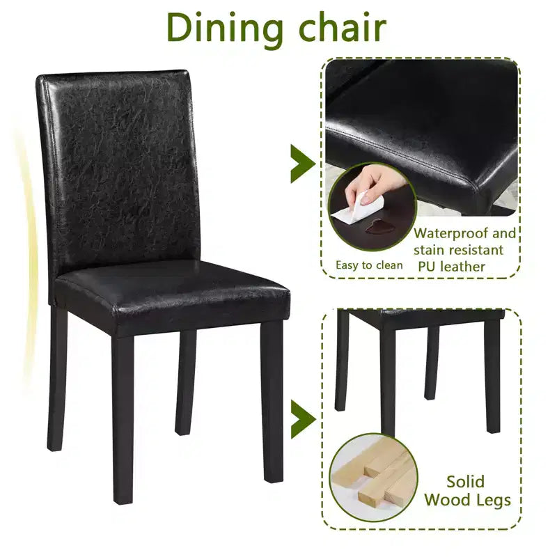 CLIHOME Set da pranzo in legno di 5 pezzi, set da tavolo con decorazione in cristallo per cucina con tavolo quadrato e 4 sedie imbottite