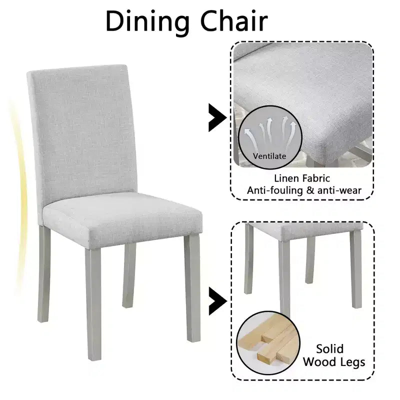 CLIHOME Set da pranzo in legno di 5 pezzi, set da tavolo con decorazione in cristallo per cucina con tavolo quadrato e 4 sedie imbottite
