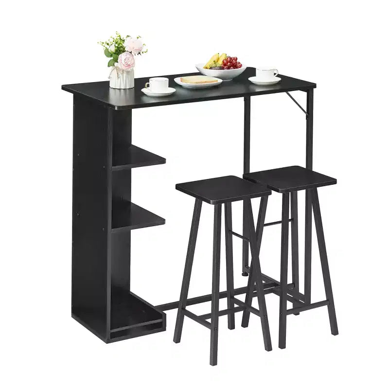 COZONY Set di 3 Tavolo e Sedie da Bar, Set Tavolo da Pranzo con 3 Ripiani e Sgabelli