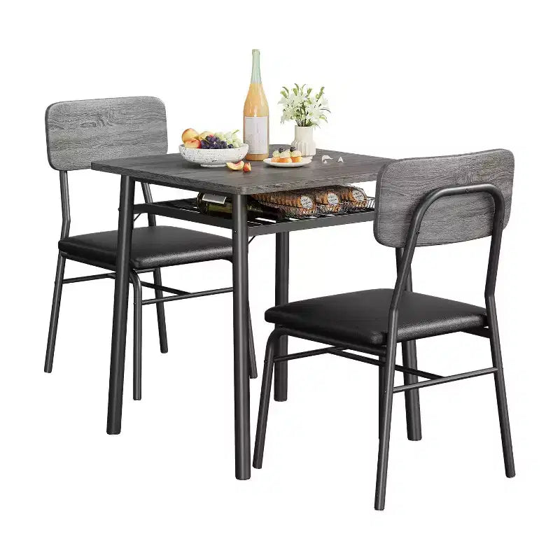 Set da pranzo da 3 pezzi per 2 persone, tavolo da cucina in legno, tavolino da cucina, sedie imbottite e struttura in metallo, per piccoli spazi, appartamento