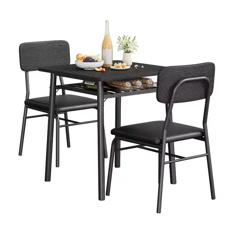 Set da pranzo da 3 pezzi per 2 persone, tavolo da cucina in legno, tavolino da cucina, sedie imbottite e struttura in metallo, per piccoli spazi, appartamento