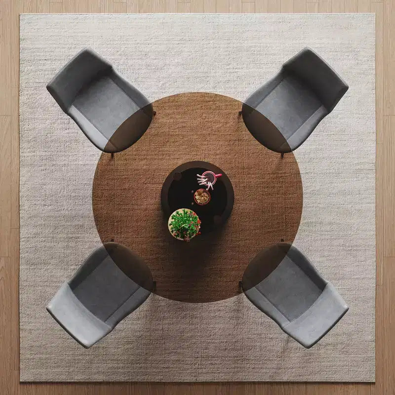 GDFStudio Zephyr, set sala da pranzo moderno da 5 pezzi con tavolo rotondo in vetro temperato e sedie rivestite in similpelle