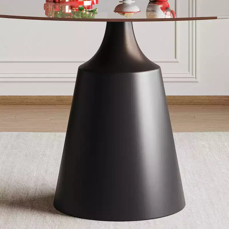 GDFStudio Zephyr, set sala da pranzo moderno da 5 pezzi con tavolo rotondo in vetro temperato e sedie rivestite in similpelle