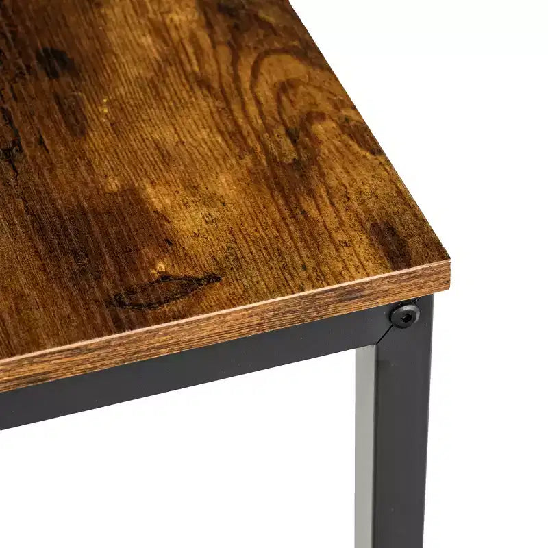 Set tavolo da pranzo salvaspazio Homy Casa da 3 pezzi con struttura in metallo, piano in legno ingegnerizzato, marrone