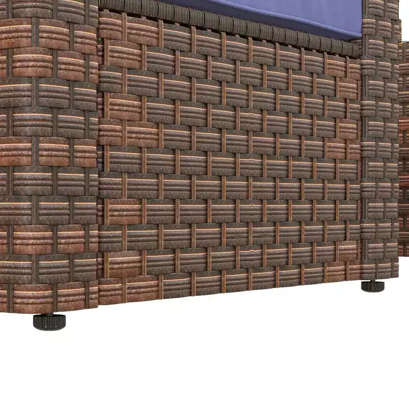 Set di mobili da patio da 5 pezzi, set di sedie e poggiapiedi da conversazione in rattan PE per tutte le stagioni con tavolo e cuscini