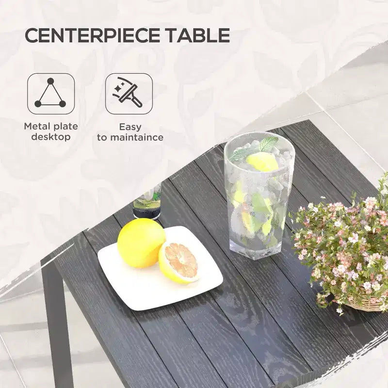 Set da pranzo da esterno 5 pezzi per 4 persone, Set mobili da giardino in rattan sintetico, Set tavolo e sedie da patio con cuscini, Tavolo quadrato con piano in metallo