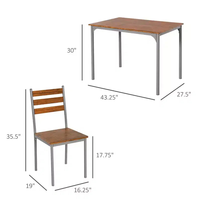 Set tavolo da pranzo per 4, tavolo e sedie da cucina moderni da 5 pezzi, set sala da pranzo in legno massiccio per piccoli spazi, angolo colazione
