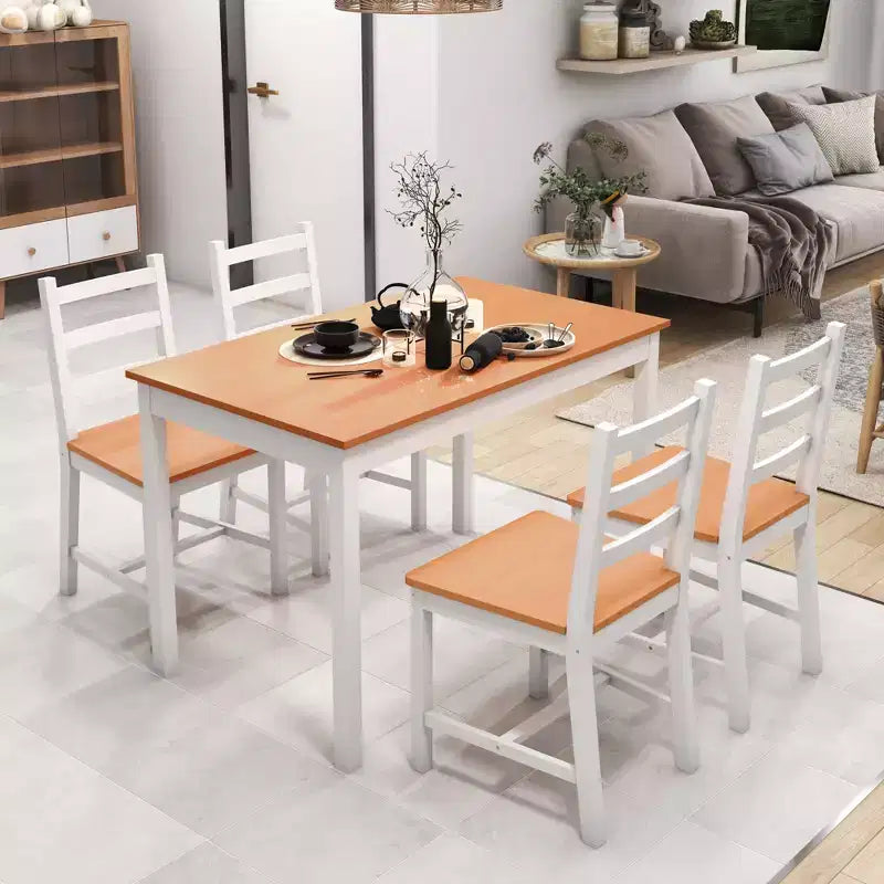 Set tavolo da pranzo per 4, tavolo e sedie da cucina moderni da 5 pezzi, set sala da pranzo in legno massiccio per piccoli spazi, angolo colazione