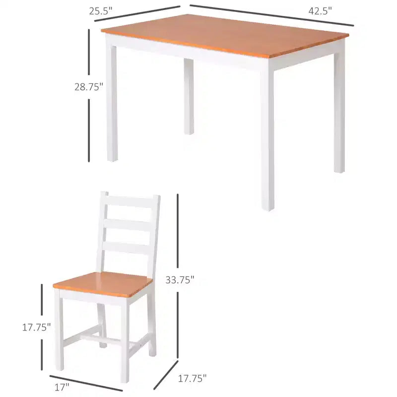 Set tavolo da pranzo per 4, tavolo e sedie da cucina moderni da 5 pezzi, set sala da pranzo in legno massiccio per piccoli spazi, angolo colazione