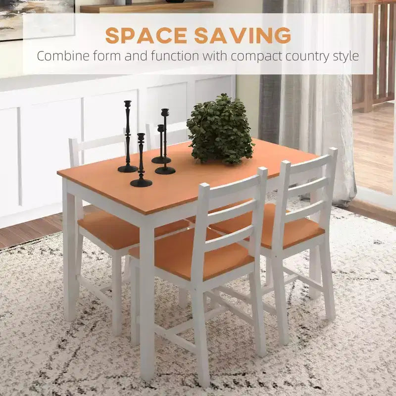 Set tavolo da pranzo per 4, tavolo e sedie da cucina moderni da 5 pezzi, set sala da pranzo in legno massiccio per piccoli spazi, angolo colazione