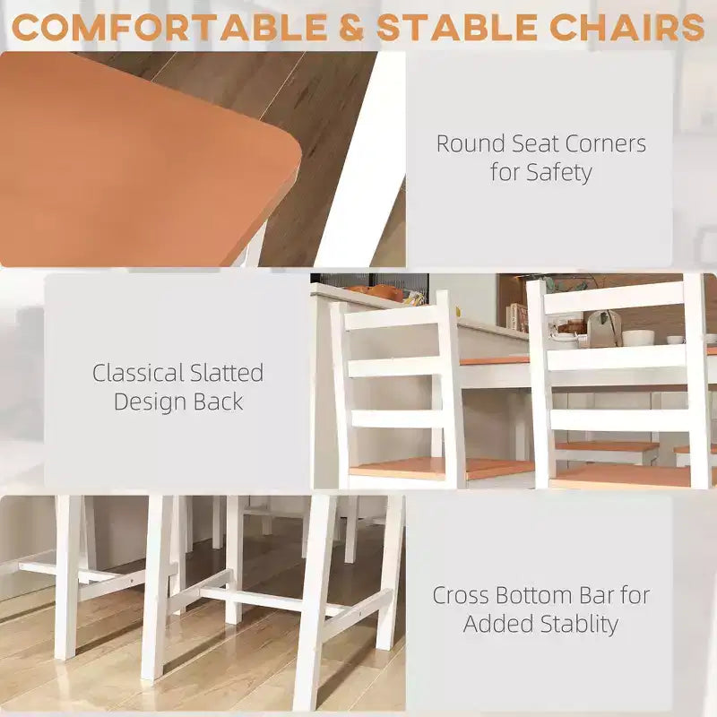 Set tavolo da pranzo per 4, tavolo e sedie da cucina moderni da 5 pezzi, set sala da pranzo in legno massiccio per piccoli spazi, angolo colazione