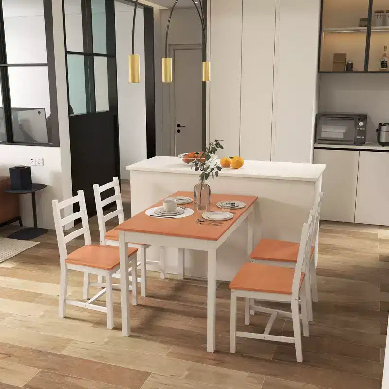 Set tavolo da pranzo per 4, tavolo e sedie da cucina moderni da 5 pezzi, set sala da pranzo in legno massiccio per piccoli spazi, angolo colazione