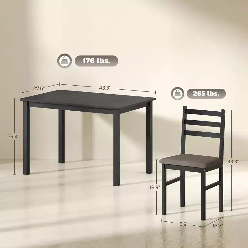 Set tavolo da pranzo per 4, tavolo e sedie da cucina moderni da 5 pezzi, set sala da pranzo in legno massiccio per piccoli spazi, angolo colazione