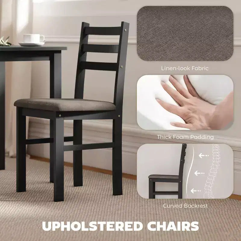 Set tavolo da pranzo per 4, tavolo e sedie da cucina moderni da 5 pezzi, set sala da pranzo in legno massiccio per piccoli spazi, angolo colazione