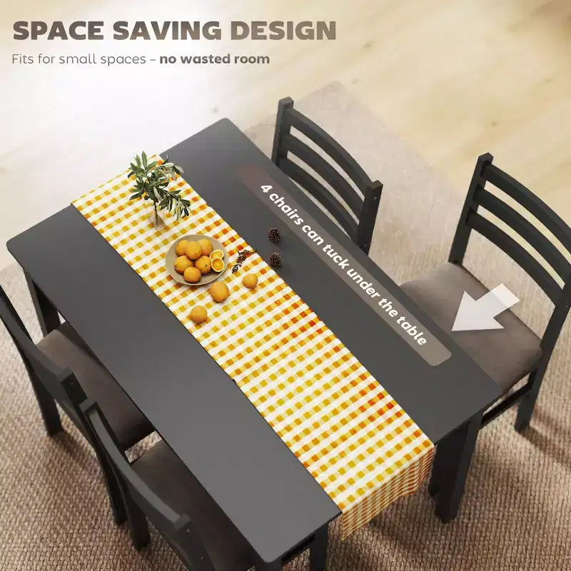 Set tavolo da pranzo per 4, tavolo e sedie da cucina moderni da 5 pezzi, set sala da pranzo in legno massiccio per piccoli spazi, angolo colazione