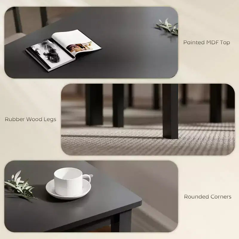 Set tavolo da pranzo per 4, tavolo e sedie da cucina moderni da 5 pezzi, set sala da pranzo in legno massiccio per piccoli spazi, angolo colazione