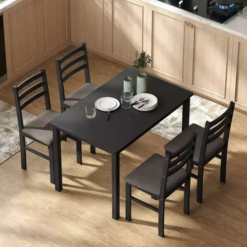 Set tavolo da pranzo per 4, tavolo e sedie da cucina moderni da 5 pezzi, set sala da pranzo in legno massiccio per piccoli spazi, angolo colazione