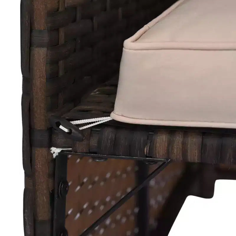 Set di mobili da giardino da 3 pezzi, set divano da esterno in rattan con chaise longue e divanetto, morbidi cuscini, tavolo in vetro temperato, divano angolare a L