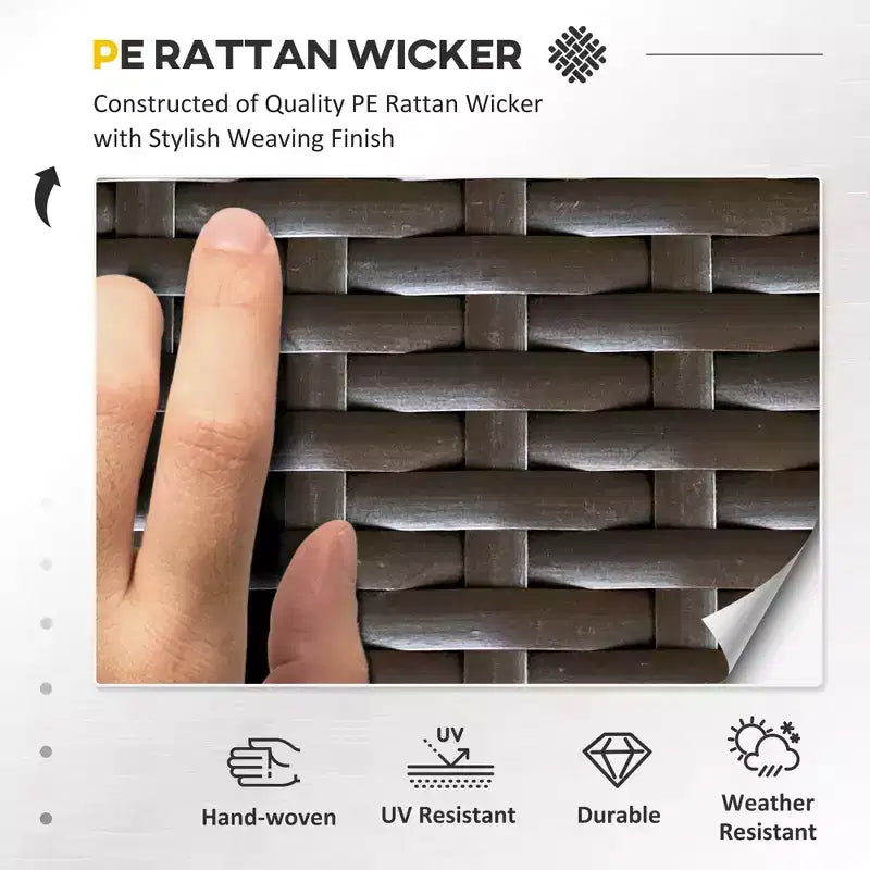 Set di mobili da patio da esterno in 7 pezzi, set divano sezionale in vimini in rattan PE con cuscini per divano, cuscini decorativi e tavolino da caffè