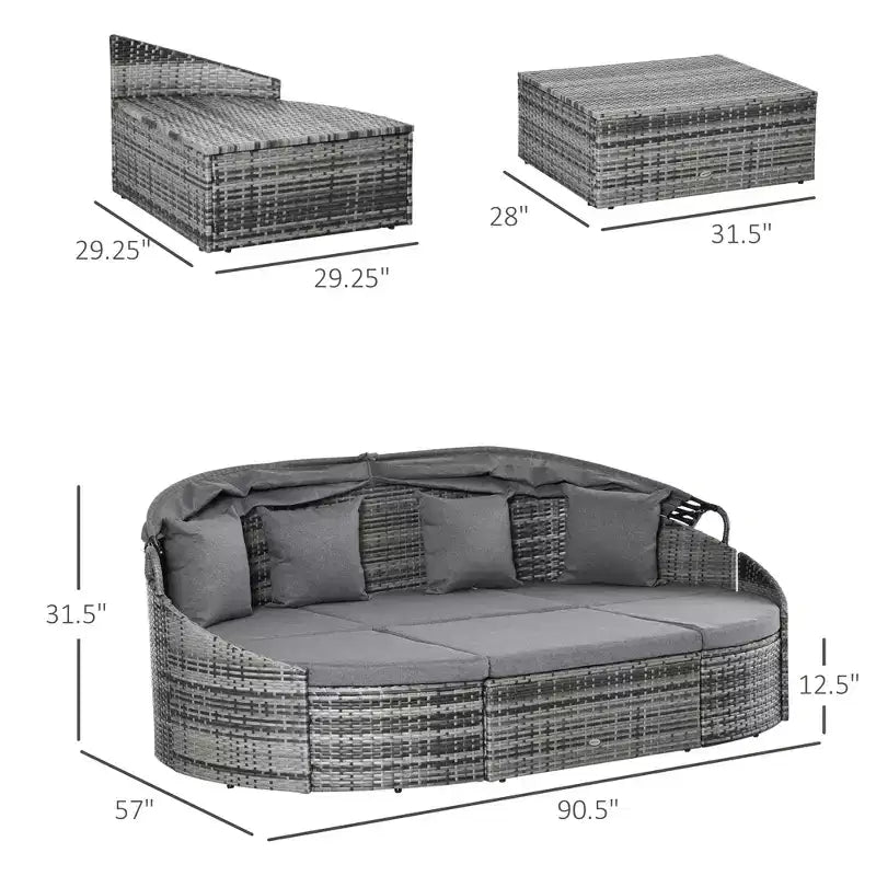 Divano letto angolare convertibile in rattan