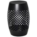 12.5 Steel Outdoor Side Table, Round Hollow Drum Patio End Table, Accent Table for Indoor and Outdoor