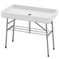 3.4ft Folding Ice Cooler Table with Drain, Fill and Chill Table Outdoor Table Cooler with Storage Shelf, Drink Cooler for Parties Picnic BBQ