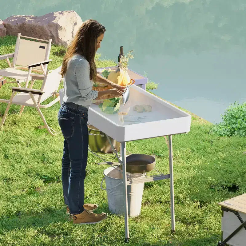 Tavolo refrigeratore pieghevole da 3.4 piedi con scarico, tavolo "Fill and Chill" refrigerato da esterno con ripiano portaoggetti, refrigeratore per bevande per feste, picnic, barbecue