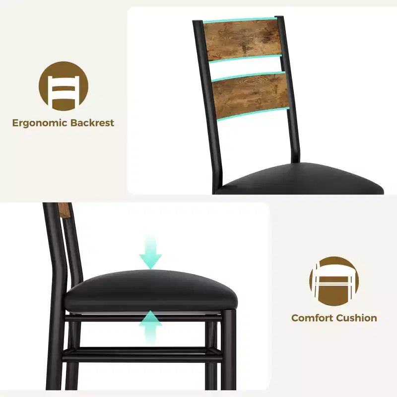 Set da pranzo rotondo per 4 persone, set da 5 pezzi con tavolo da cucina circolare in legno e sedie per 4 persone, con 4 sedie imbottite, struttura robusta e spessa