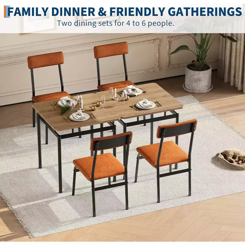Set da pranzo 3 pezzi con 2 sedie imbottite, tavolo e sedie con finitura tono su tono per casa e appartamento, design salvaspazio con superficie facile da pulire, marrone