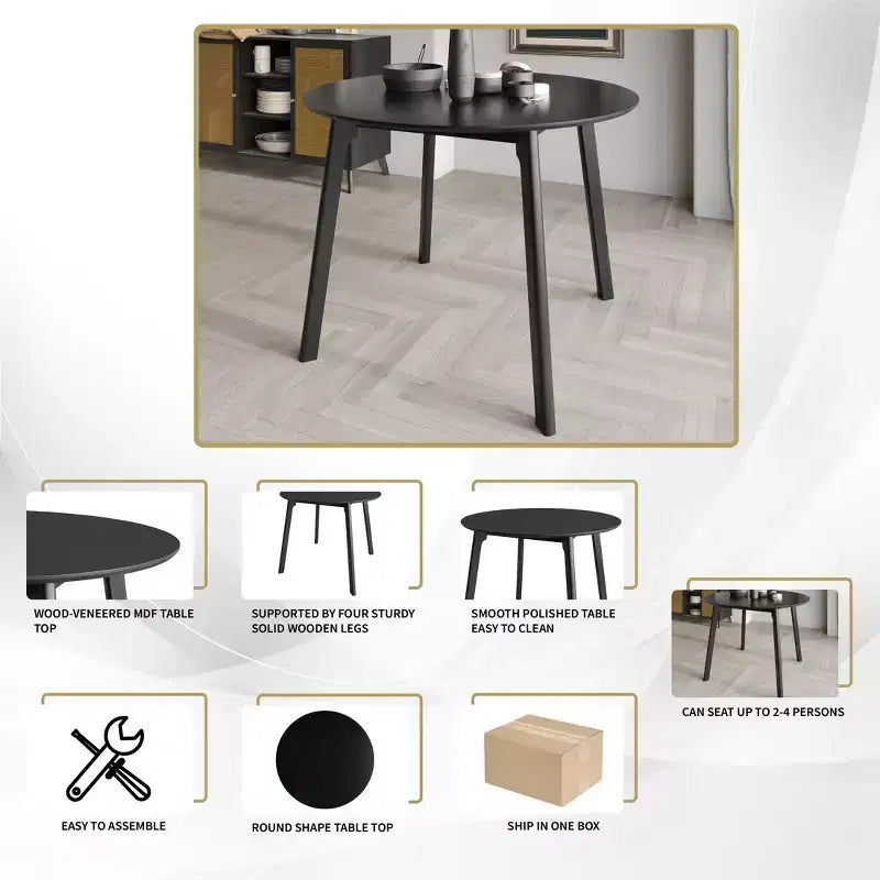 ChaletPosh Set da Pranzo 5 Pezzi con Sedie da Pranzo con Rivestimento in Lino