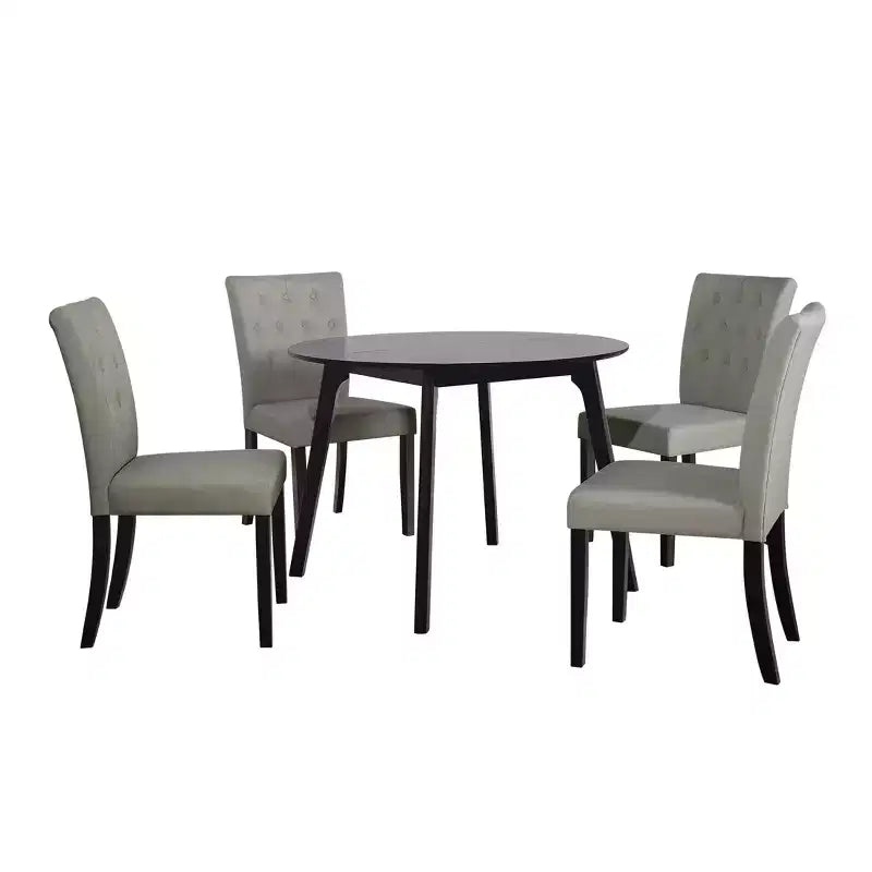 ChaletPosh Set da Pranzo 5 Pezzi con Sedie da Pranzo con Rivestimento in Lino