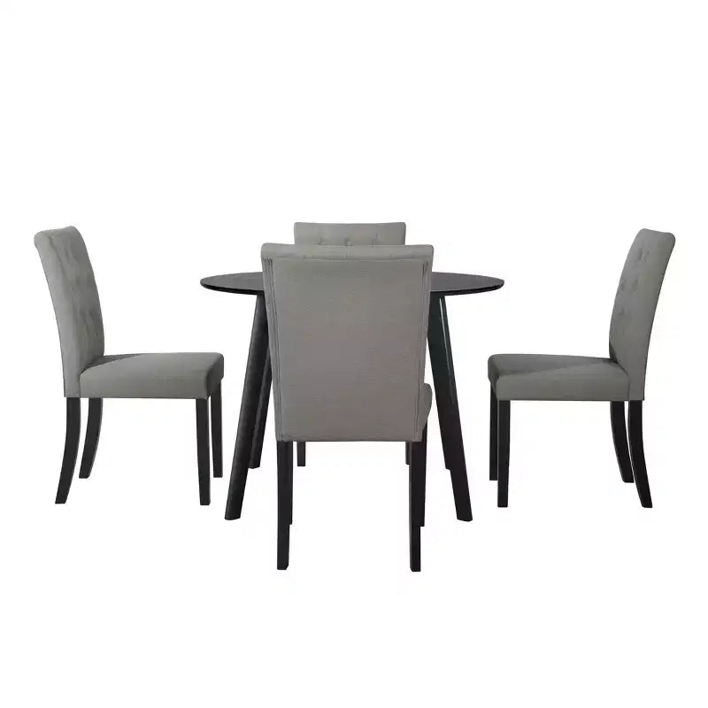 ChaletPosh Set da Pranzo 5 Pezzi con Sedie da Pranzo con Rivestimento in Lino