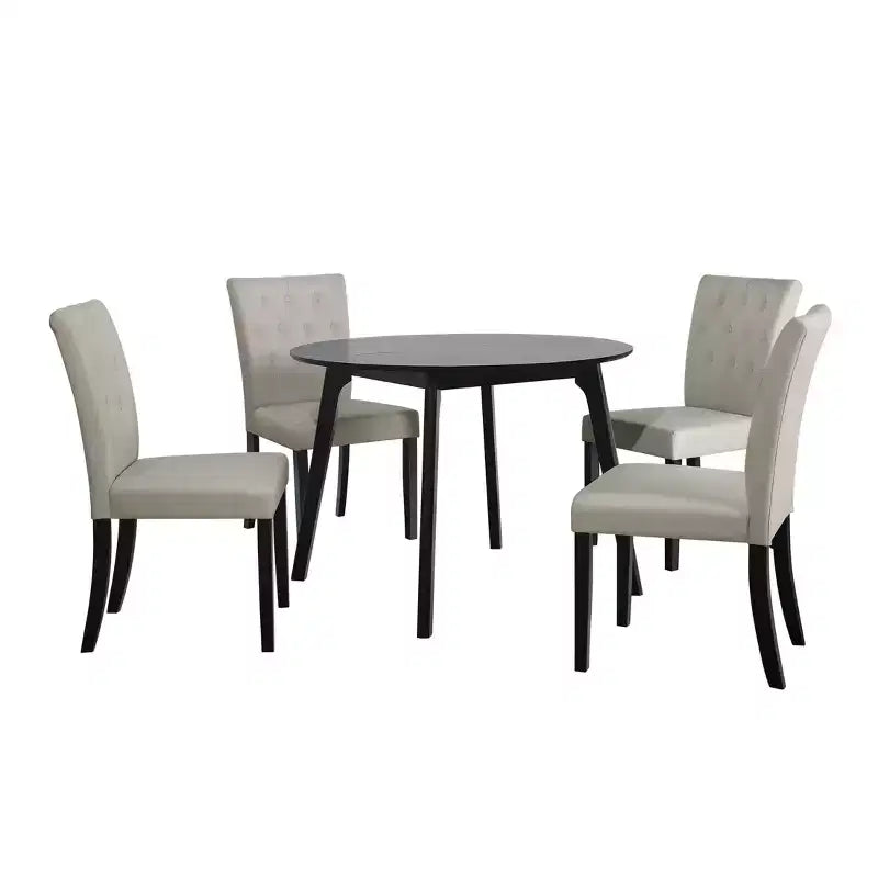 ChaletPosh Set da Pranzo 5 Pezzi con Sedie da Pranzo con Rivestimento in Lino